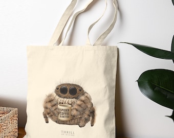 El café de araña es mejor: bolsa de lona de algodón, regalo para amantes de las arañas, bolsa con arácnidos, regalo para dueños de arañas, regalo para amantes del café, bolsa de insectos