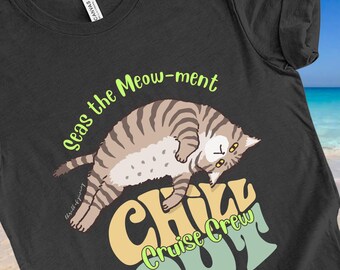 Camiseta de tripulación de crucero Seas the Moment, divertida camiseta de gato para vacaciones en crucero, crucero de amigos, camiseta de crucero de reunión familiar, camiseta de vacaciones en grupo