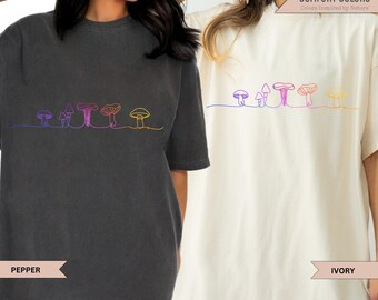 Koszulka Mushroom - Prezent dla miłośników grzybów, Zabawna koszulka Mushroom, Kolorowe grzyby, Casual chic Tee, Ubrania z grzybami, Psychodeliczny urok
