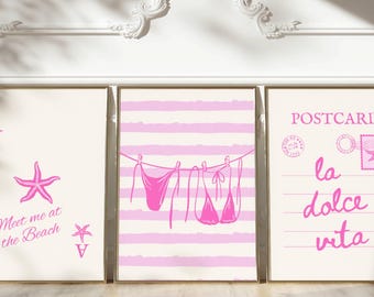 Coastal Beach Print Set: Seashell Wall Art (Digital Download)