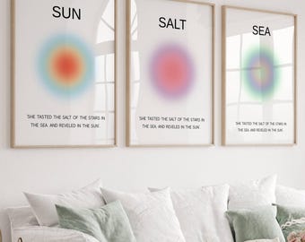 Sun Salt Sea Aura Prints: Minimalist Coastal Art (Digital Download)