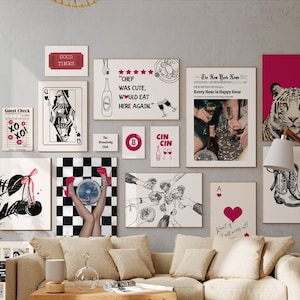Trendy Wandkunst-Set mit 17 Bundle-Drucken, funky Dekor, ästhetische Wandkunst, Wohnungsdekor, trendige Drucke, neutrale Wandkunst, ästhetisches Raumdekor
