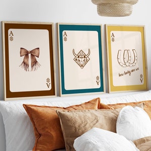 Western Playing Card Art Prints: Cowboy Cowgirl Decor (Digital Download)