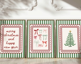 Whimsical Christmas Prints: Trendy Holiday Wall Art, Set of 3 (Digital Download)
