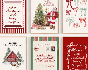 Christmas Gallery Wall Art Prints: Preppy Coquette Holiday Decor (Digital Download)