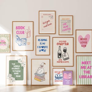 Set of 25+ Book Lover Wall Art Prints, Printable Book Quotes, Cozy Reading Nook Decor, Prints, Funny Literary Aesthetic Quotes,Bookish Vibes