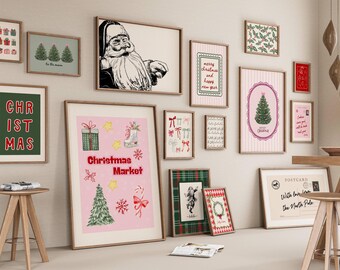 Trendy Christmas Gallery Wall Art Prints, Set of 15 (Digital Download)