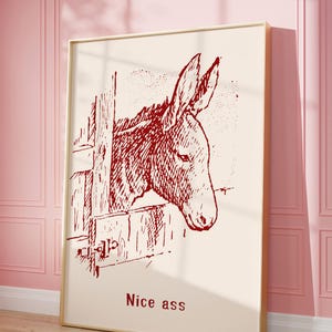 Funny Donkey Bathroom Art Print: Vintage Minimalist Poster (Digital Download)