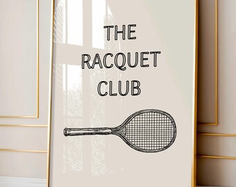 Impresión de raqueta de tenis vintage: Arte mural de club de campo (descarga digital)