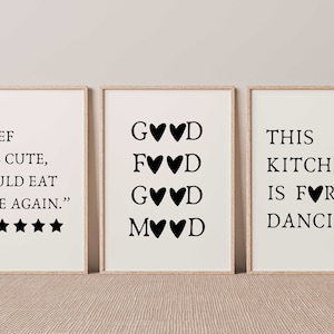 Kitchen Quotes Print Set: Modern Typography Art (Digital Download)