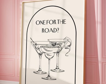 Impresión de cócteles retro: Arte para carrito de bar "One For The Road" (Descarga digital)