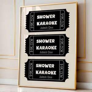 Shower Karaoke Ticket Print: Retro Bathroom Poster (Digital Download)