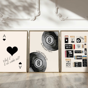 Trendy Vintage Matchbox Print,Trendy How lucky Are We Print Set Of 3,Retro Matchbook Art,Preppy Poster College,Ace card poster,Girly Print