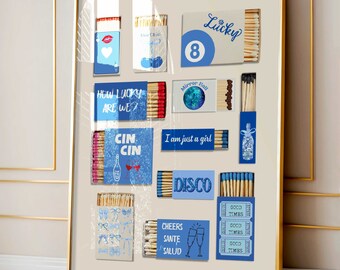 Vintage Matchbox Art Print: Retro Lucky Theme (Digital Download)