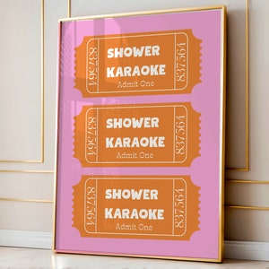 Shower Karaoke Ticket Print: Retro Bathroom Poster (Digital Download)