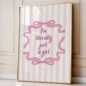Just a Girl Print: Pink Bows, Girly Bedroom Decor (Digital Download)