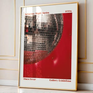 Impresión de discoteca de moda, póster de discoteca, arte de carrito de bar preppy, impresión de bola de discoteca, decoración de pared retro, póster preppy, decoración de apartamento universitario, decoración retro de los años 70