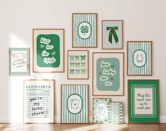 St. Patrick's Day Gallery Wall Art, Green Printables (Digital Download, 12 Prints)