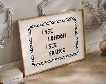 Funny Bathroom Print: I See London I See France Poster (Digital Download, Horizontal)