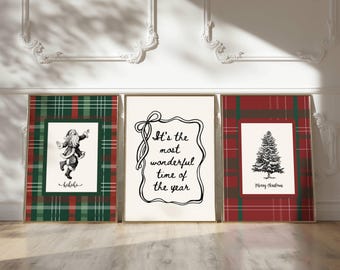 Whimsical Christmas Prints Set: Preppy Holiday Gallery Wall Art (Digital Download)