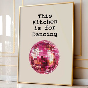 Vintage Kitchen Decor Aesthetic Kitchen Wall Art Print Minimalist Disco Ball Print Retro Dancing Poster Trendy Kitchen Disco Wall Art
