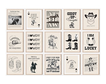 Vintage Western Wall Art Prints: Cowboy Wild West Gallery (Digital Download)