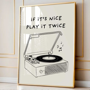 Musik Wand Kunst Play It Twice Plattenspieler Poster Retro Groovy Print Geschenk Musikliebhaber Zuhause Vintage Ausstellung Französisches Poster Trendy Geschenk