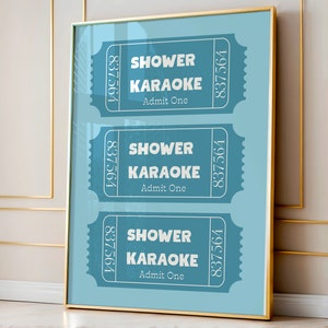 Shower Karaoke Ticket Print: Retro Bathroom Poster (Digital Download)
