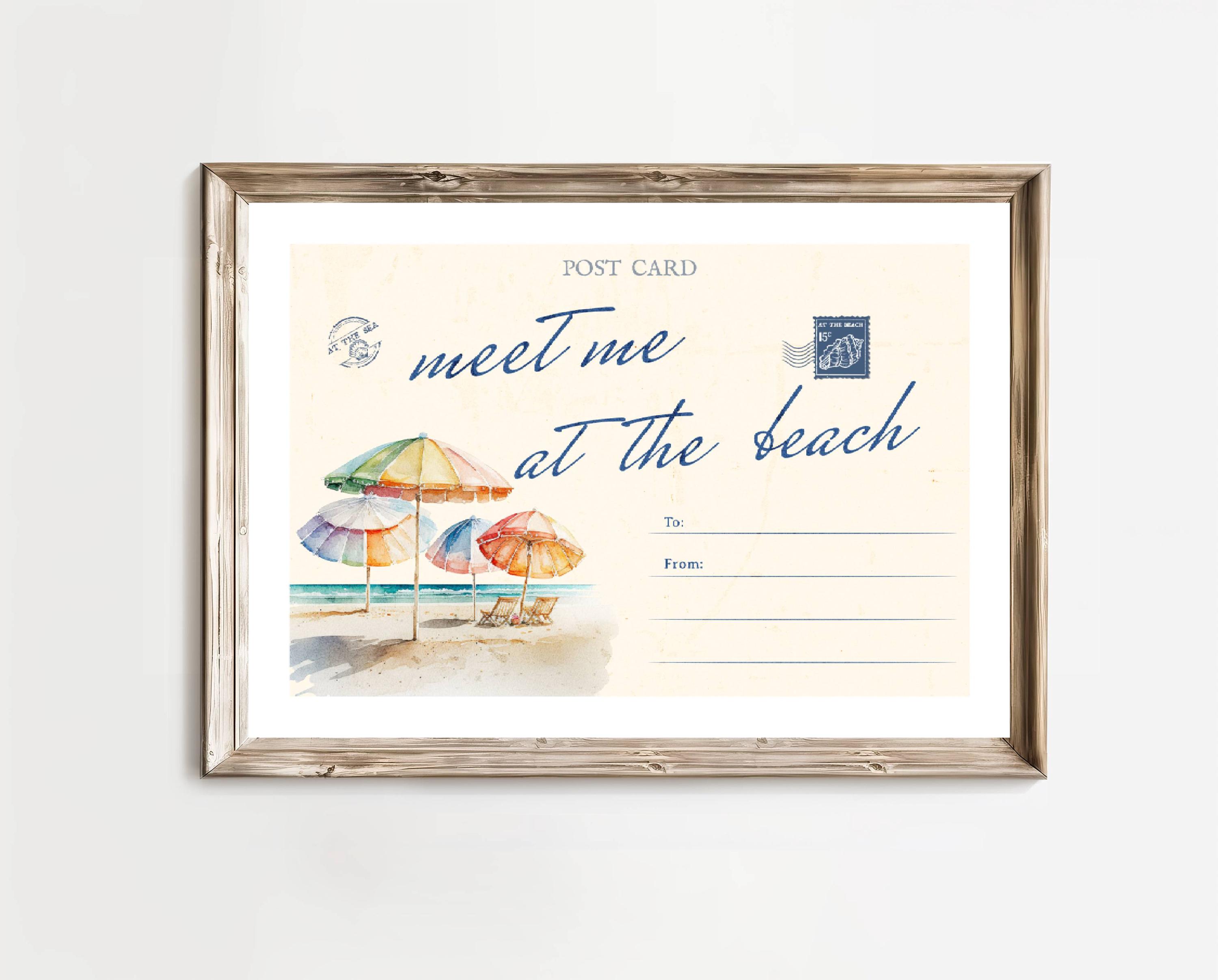 Vintage Beach Postcard Poster, Coastal Wall Art (digital Download) - Etsy