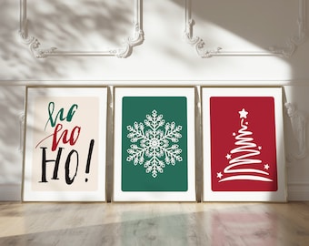 Gallery Set Of 3 Christmas Wall Art, Christmas decorations, Christmas Printable Wall Art, Xmas Printable Home Decor, Trendy Poster, Digital