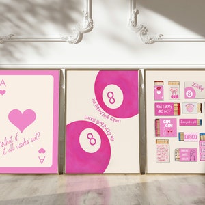 Trendy Vintage Matchbox Print,Trendy How lucky Are We Print Set Of 3,Retro Matchbook Art,Preppy Poster College,Ace card poster,Girly Print