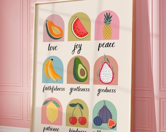 Beige Bow Fruit of the Spirit Art Print Christian Wall Art Scripture ...