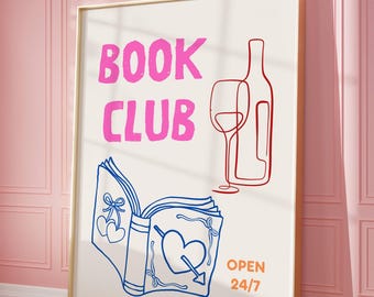 読書クラブポスター：トレンドの文学ウォールアート（デジタルダウンロード）