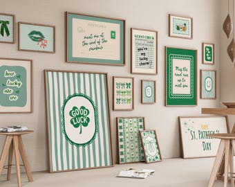 Retro St Patrick's Day Gallery Wall Art Prints (Digital Download