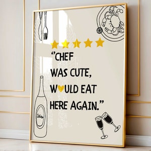 Décor de cuisine esthétique mignon art de la cuisine, art mural de cuisine, impression coeur minimaliste, impression d&#39;art de chef, affiche de cuisine dessinée à la main, décoration de salle à manger