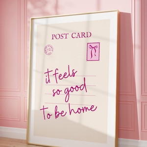 Feels So Good To Be Home, Vintage Postkarte Poster, trendiger Druck, Retro-Ästhetik, Girly Wandkunst, niedliches Dekor, digitaler Download