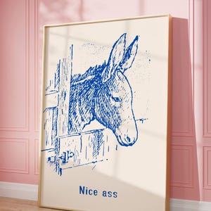 Funny Donkey Bathroom Art Print: Vintage Minimalist Poster (Digital Download)