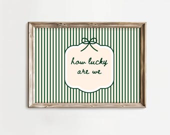 How Lucky Are We Print: Hand-Drawn Typography Poster, Neutral Home Decor (Digital Download, Horizontal)