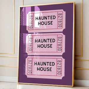 Retro Haunted House Drink Ticket Print: Halloween Wall Art (Digital Print)