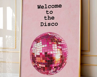 Stampa di una palla da discoteca retrò: decorazione murale alla moda per la cucina (download digitale)