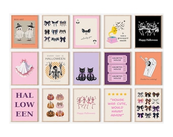 Trendy Halloween Decor Set of 15 Prints,Cute Fall Decor,Modern Halloween Printables,Halloween Wall Art Bundle,Halloween Mega Bundle
