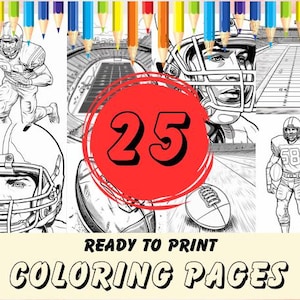 25 Football Themed Coloring Pages for Kids | Football Sports Coloring Book | American Football Players | Printable Kids Coloring Pages