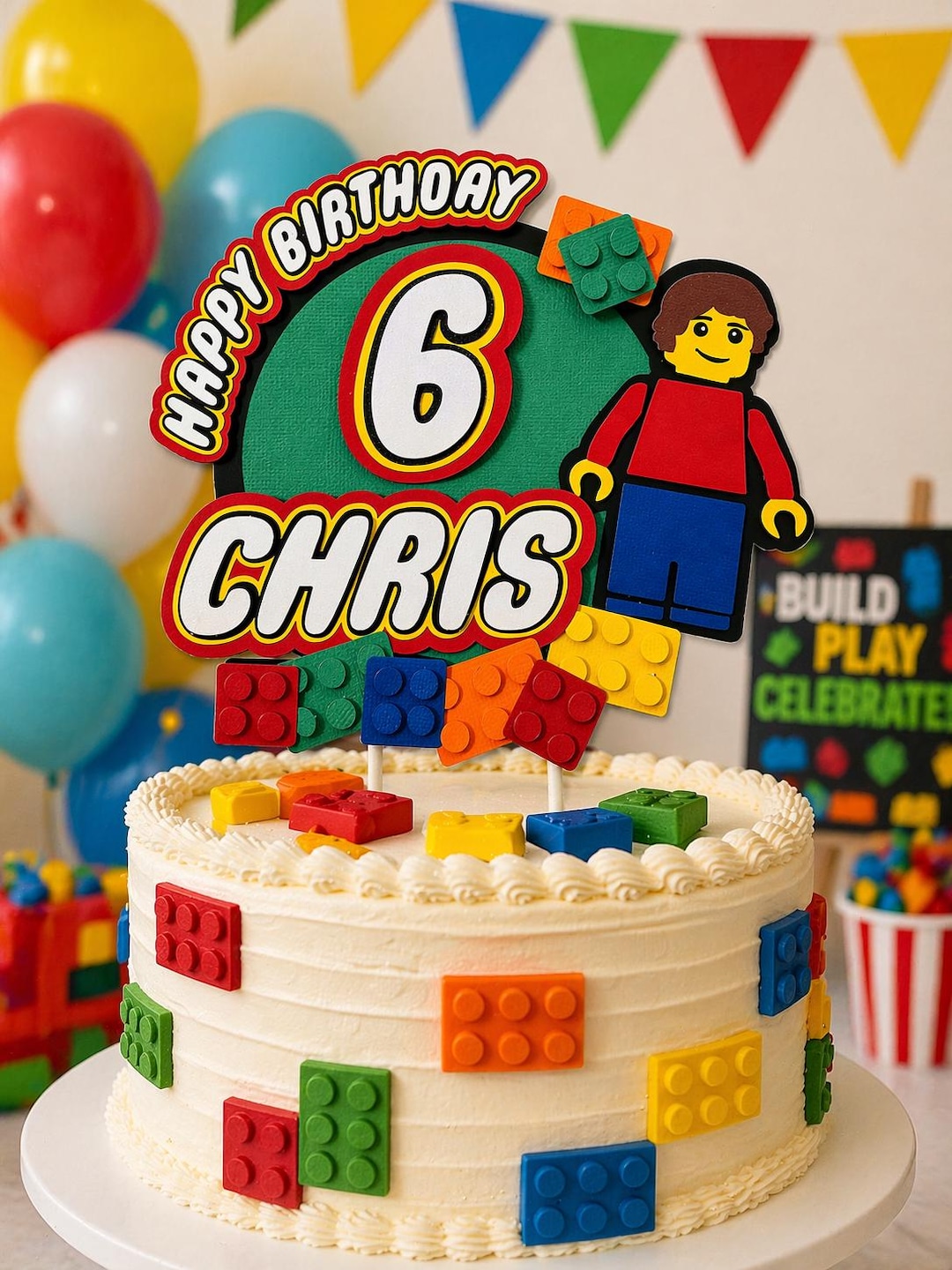Building Blocks Cake Topper | Personalized Kids Birthday Decor - Etsy