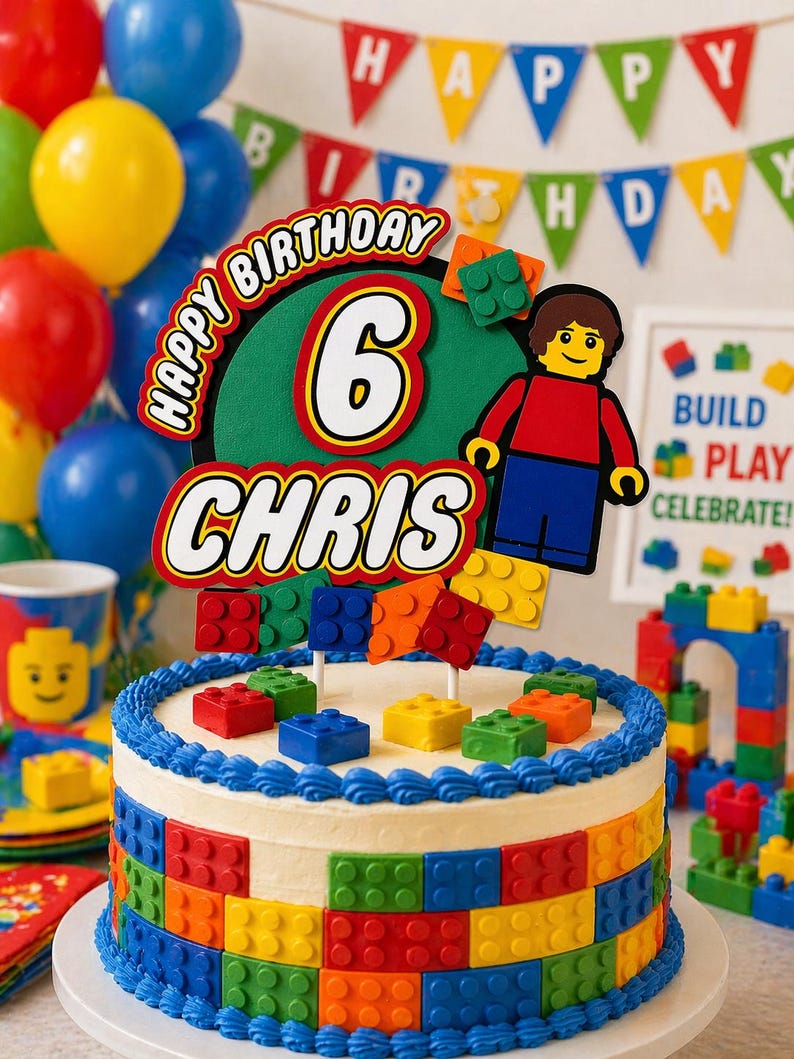 Building Blocks Cake Topper | Personalized Kids Birthday Decor - Etsy