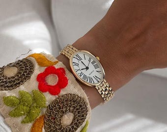 Vintage Berenger Silver & Gold Oval HMS Quartz Watch - Etsy