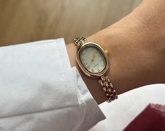 Adjustable Gold Women Watch, Roman Numeral Woman Wrist Watch, Gift for Her