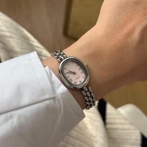 Adjustable Women Watch,  Silver Colour Woman Wrist Watch,  Vintage Design, Present for Her, Gift for Her, Steel Watch, Pink Dial, Christmas