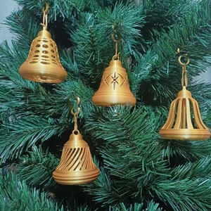Christmas Tree Bell STL Bundle - 4 Unique 3D Printable Christmas Ornaments for Holiday Decor & DIY Projects