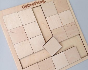 Quebra-cabeça de madeira – Jogo de lógica – Brinquedo para adultos e crianças inspirado nos princípios Montessori