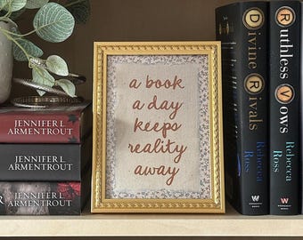 Vintage A Book A Day Keeps Reality Away Physical Postcard Print - 5x7